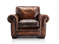 Fauteuil-Cuir-Bois-103x88x82 cm-Marron vintage-Rétro