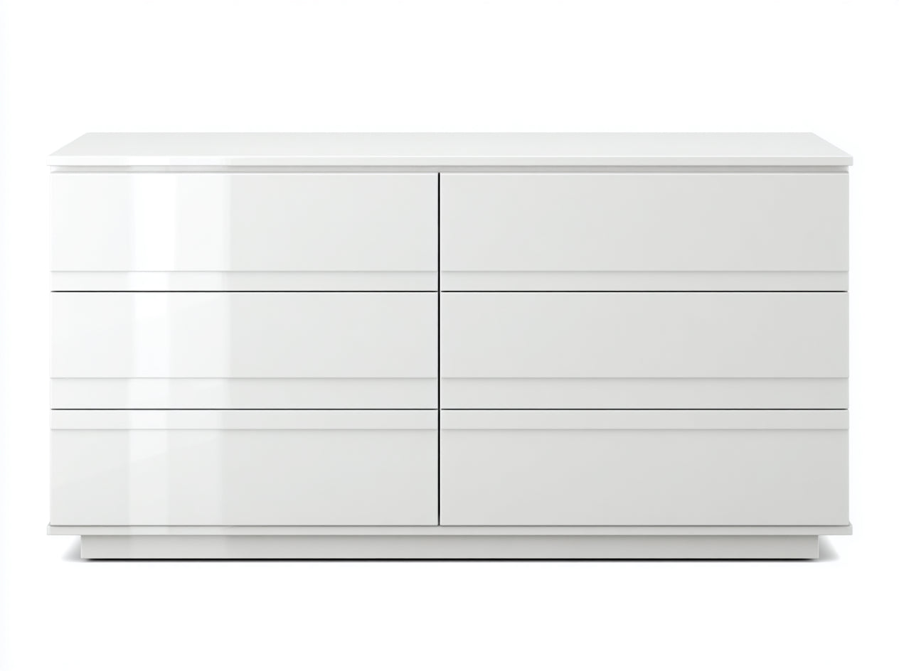 Commode-MDF-verre-156 x 43 x 81 cm-Blanc-Style moderne brillant