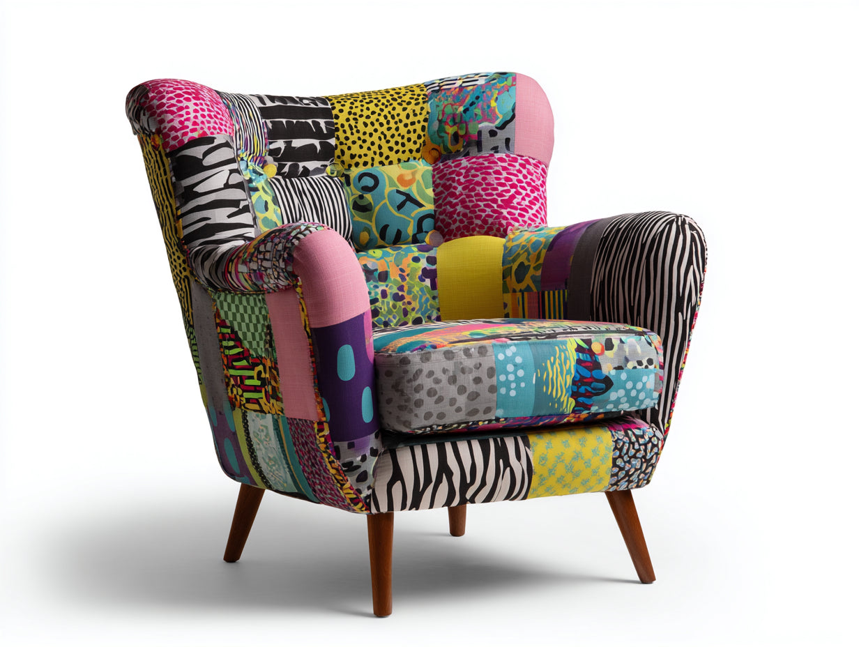 Fauteuil - Tissu-Bois - 104x82x88 cm - Multicolore - Pop art
