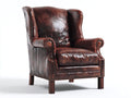 Fauteuil-Cuir-Bois-90x93x115 cm-Marron acajou-Vintage