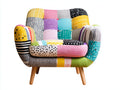 Fauteuil - Tissu-Bois - 103x80x85 cm - Multicolore - Éclectique