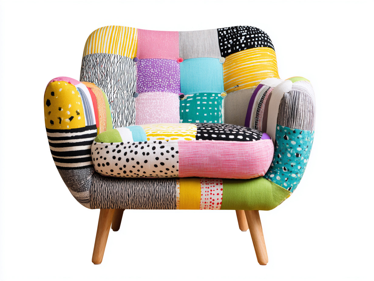 Fauteuil - Tissu-Bois - 103x80x85 cm - Multicolore - Éclectique