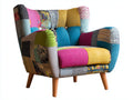 Fauteuil - Tissu-Bois - 107x84x90 cm - Multicolore - Bohème
