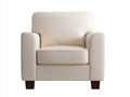Fauteuil - Cuir synthétique-Bois - 103x86x82 cm - Beige crème - Classique