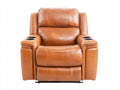 Fauteuil relax en similicuir 101x96x106 cm - cognac - style moderne pour salon avec porte-gobelets