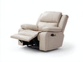 Fauteuil relax en similicuir 96x94x103 cm - beige - style moderne pour salon avec repose-pieds