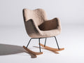 Fauteuil à bascule - Tissu bouclé-Métal-Bois - 75x86x92 cm - Beige taupe - Scandinave