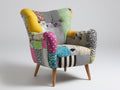 Fauteuil - Tissu-Bois - 104x83x88 cm - Multicolore - Artistique