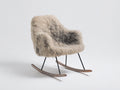 Fauteuil à bascule - Tissu bouclé-Métal-Bois - 76x86x89 cm - Beige taupe - Scandinave