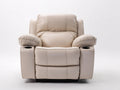 Fauteuil relax en similicuir 99x94x105 cm - beige - style moderne pour salon avec porte-gobelets