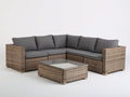 Canapé de jardin - Résine tressée - Tissu - Verre - 236x236x75 cm - Naturel-Gris-Transparent - Moderne extérieur