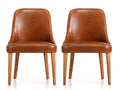Chaise de salle à manger en cuir synthétique brun avec pieds en chêne 57x60x87 cm adaptée à la salle à manger - design contemporain