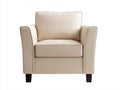 Fauteuil - Cuir synthétique-Bois - 104x86x83 cm - Beige crème - Classique