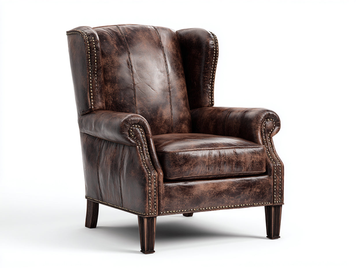 Fauteuil-Cuir-Bois-87x91x112 cm-Marron espresso-Classique