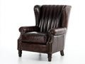 Fauteuil-Cuir-Bois-89x92x114 cm-Marron espresso-Chesterfield